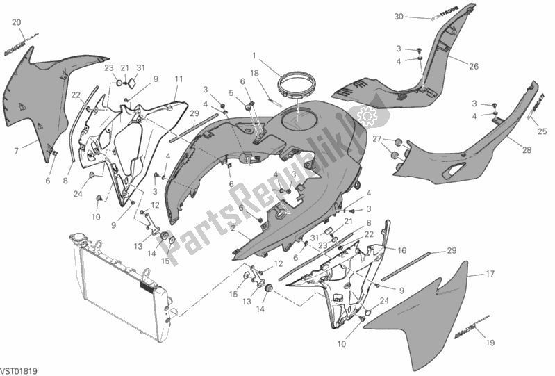 Toutes les pièces pour le 34a - Carénage du Ducati Multistrada 1260 S ABS USA 2019